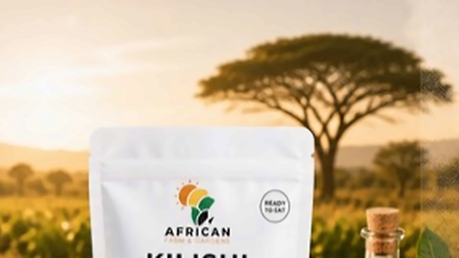 Farmland and acacia trees at sunrise in Africa