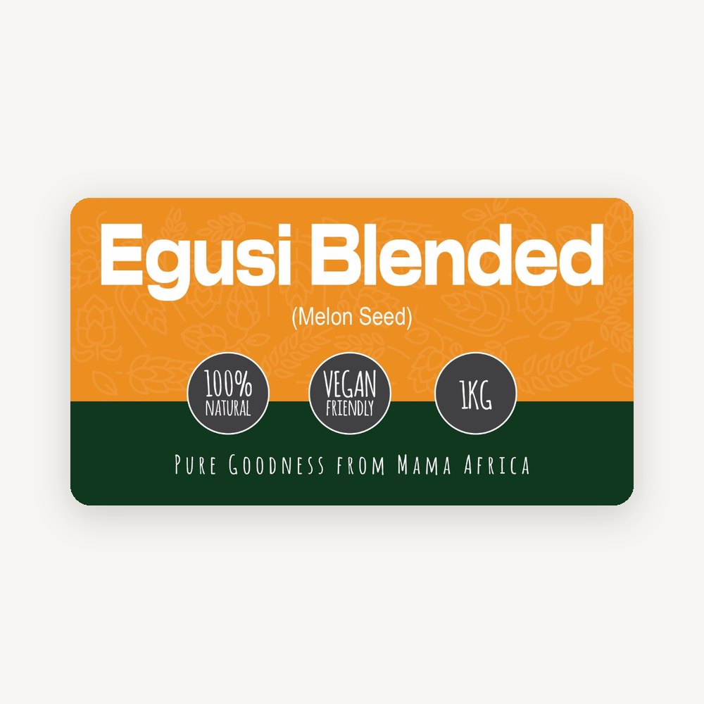 African Farm & Gardens Egusi Blended (Melon Seed) 1kg pack front label