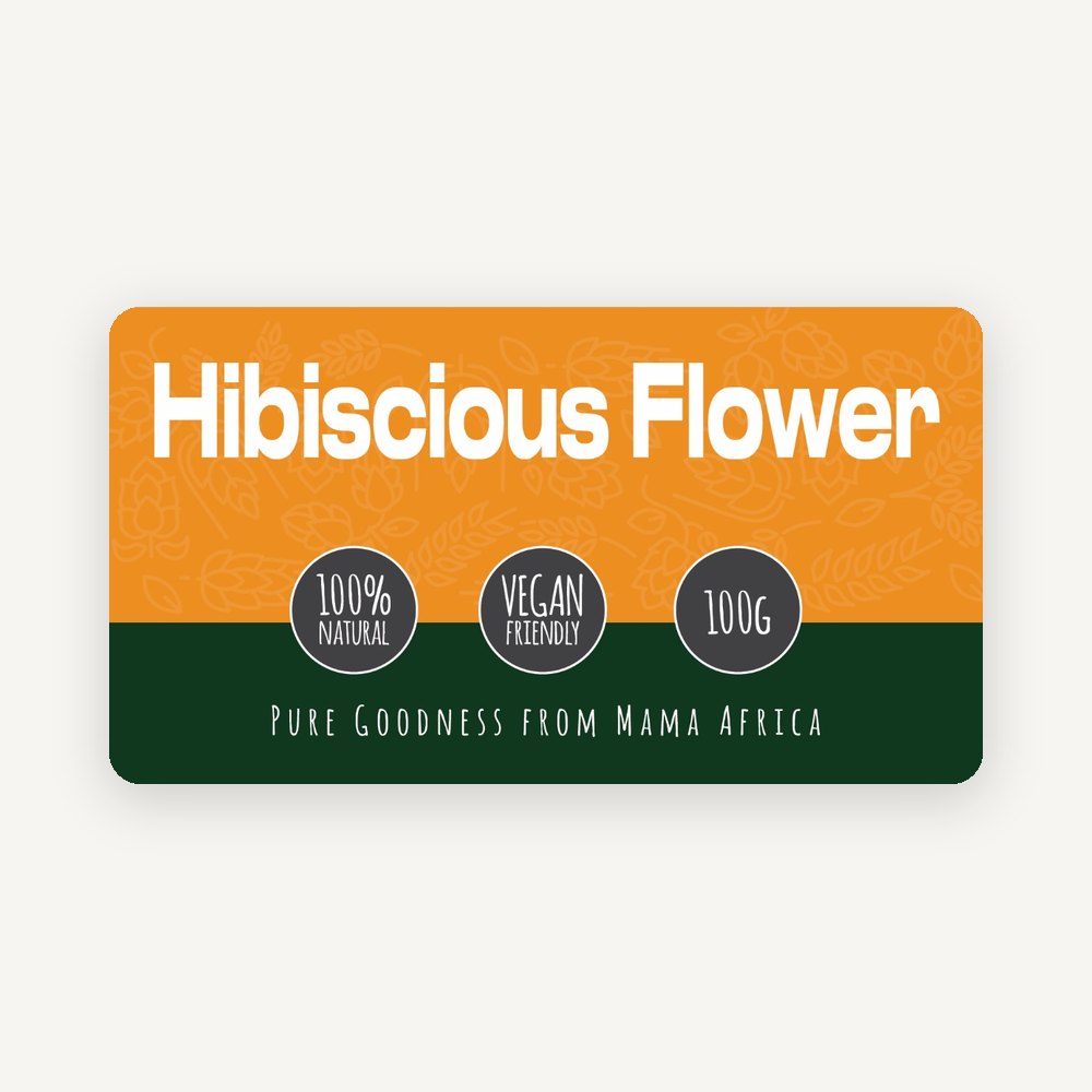 African Farm & Gardens Hibiscus Flower 100g pack front label