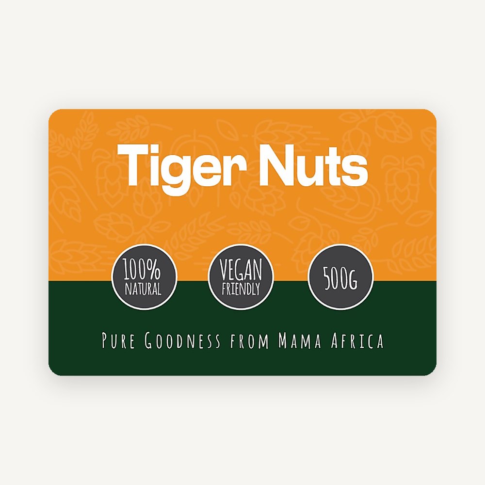 African Farm & Gardens Tiger Nuts 500g pack front label